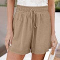 Miniatyrbillede 2 af 2: Dame Casual Elastisk Talje Snøre Shorts Komfortable Sommer Strand Shorts Lounge Wear