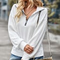 Miniatyrbillede 3 af 5: Langærmet, ensfarvet, afslappet sweatshirt til damer, pullovers, skjorter, toppe, sweatshirts