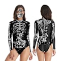 Miniatyrbillede 2 af 3: Halloween Kvinder Digital Skeleton Stram Badedragt i ét stykke med lynlås style 3 L-XL