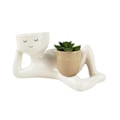 Miniatyrbillede 1 af 5: Lazy Little Figur Blomsterbassin Hus Skrivebord Kreativitet Sukulent Grøn Plante Vase Container Håndværk