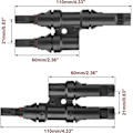 Miniatyrbillede 3 af 5: 2 par solcelleforbindelsesstik Y-stik i par MMF + FFM parallelforbindelse mellem solpaneler