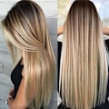 Miniatyrbilde 1 av 4: Kvinner Blond moteparykk Lang rett rot Ombre Cosplay