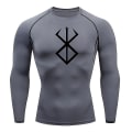 Miniatyrbild 1 av 5: Anime Berserk Print Herr Compression Shirts Kortärmade Gym Workout Fitness Undertröjor Snabbtorka Athletic T-shirt T-shirts Toppar Gray 2 XXXL