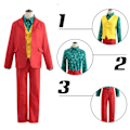 Miniatyrbilde 5 av 5: Klovne Joker Kostyme Rød dress Jakke Bukser Skjorte Antrekk Halloween Kostymer For Barn Menn Karneval Maskerade Fest Joker Cosplay Suit and Mask Kids 110CM