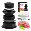 Miniatyrbilde 1 av 5: Bbq Hamburger Maker Hamburger Press Rund Form Nonstick Kokkekoteletter Hamburger Kjøtt Biff Grill Burger Press Patty Maker Form Box and 100 Papers