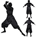 Miniatyrbillede 2 af 4: Halloween kostume Japansk mandlig sort ninja cosplay kostume XS