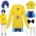 Miniatyrbillede 1 af 4: Anime Wonder Egg Priority Ohto Ai Cosplay kostume Mørkeblå paryk med hættetrøjer Bukser Sløjfe Sokker Outfits Julekarnevalstøj Costumes with wigs M
