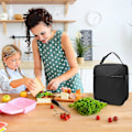 Pikkukuva 5 / 5: Uudet mallit Lounaskassit Eristetyt lounaslaukkujäähdyttimet etutaskulla Kannettava lämpötiivis (musta-daisy)