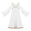 Miniatyrbilde 4 av 5: Romersk gresk gresk Athena Goddess Cosplay-kjole Jenter Gold Trim Halloween-kostyme Rollespill Party Lang Fancy Dress L