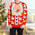 Pikkukuva 3 / 5: 3d Unisex Joulupaita Ruma Joulupukki Neule Pyöreäpääntie vaatteet Xams Cosplay Vaatteet Red M