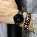 Miniatyrbillede 4 af 5: Ultra Tynde Kreative Sorte Rustfrit Stål Quartz Herreure Simpel Mode Business Japan Armbåndsur Ur Mandlige Relogios