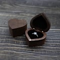 Miniatyrbillede 2 af 5: Forlovelsesring Æske Hjerteformet Træring Etui Unik Til Frieri Bryllup