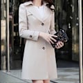 Miniatyrbilde 4 av 5: Kvinners Enkeltbryst Trenchcoat Oversized Langærmet Frakk Med Lomme Gave Til Jul Bursdag Nyttår