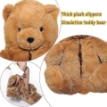 Miniatyrbild 2 av 5: Teddy Bear Tofflor Dam Plysch Animal Tofflor Varma vinterskor Fuskpäls Anti Slip M Black