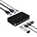 Miniatyrbilde 1 av 5: USB KVM Switch USB Delt Bryter 2 inn 4 ut for Laptop PC Tastatur Mus Skriver USB Switch Hub A