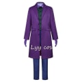 Miniatyrbillede 3 af 5: Heath Ledger Cosplay Suit Film The Dark Knight Joker Kostume Lilla Jakke Fuld Sæt Halloween Klovn Trench Coat Cos Kid 140CM