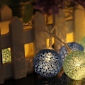 Miniatyrbillede 4 af 4: 10led Rattan Ball String Light Fairy Dekorativ Lampe Til Jul Bryllupsfest Beige