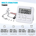 Miniatyrbild 5 av 5: Kökstimer, Äggtimer med Klocka, Digital Timer Stoppur med LCD Högt Alarm för Matlagning, Bakning, Sport, Studier, Etc
