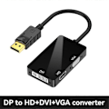 Miniatyrbild 2 av 5: DP till VGA DVI 3-i-1 Adapterkabel DP En-Till-Tre Videokonverterare Stöder 1080P, Lämplig för Pro