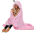 Miniatyrbillede 5 af 5: Oversized Hoodie Tæppe til Kvinder, Dejligt Pink Flamingo Tæppe