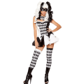 Pikkukuva 3 / 4: Moninkertainen Lady Sirkus Klovni -asu Hullu tuhma Harlequin Pennywise Roolipeli Cosplay Carnival Halloween Fancy Juhlamekko Black XL