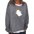 Miniatyrbilde 1 av 2: Halloween T-skjorte gresskar ansiktsskjorte for kvinner Langermet høst gresskar skjorte Halloween t-skjorte topp style 7 XL