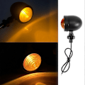 Miniatyrbillede 4 af 5: 4 stk. sorte motorcykelblinklys indikatorlampe Moto blinklys til Chopper Bobber TY
