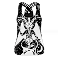 Miniatyrbillede 1 af 3: Dame tanktop Halloween 3d Horror Ugly Print Cross Skulderstrop Nyhed Rundhalset Vest Tee style 7 M