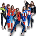 Miniatyrbilde 1 av 9: Ny Halloween-kostyme Spider-Man Supergirl Jumpsuit Marvel Hero Anime Captain America Stage-antrekk style 1 L