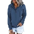 Miniatyrbillede 1 af 2: Kvinder Hættetrøje Langærmet Hættetrøjer Toppe Casual Løs Pullover med lomme Blue M