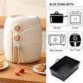 Miniatyrbild 1 av 4: Air Fryer Silikonform, Rektangulär Silikonbehållare för Air Fryer, Silikonbricka för Air Fryer svart routine black