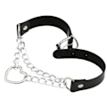 Miniatyrbillede 2 af 7: Choker Hjerte Halsbånd SVART PU-læder Goth Sele Black Svart