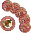 6 st - Bordsunderlägg Placemats Runda Tvättbara bomullsvävda Regnbåge 38*38 cm - För hemmabruk_yu