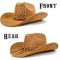 Miniatyrbillede 3 af 5: Cowboyhat til kvinder og mænd med formbar bred skygge - Filt Cattleman Westernhatte Karamellbrun Caramel Brown Caramel Brown L XL