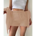 Miniatyrbilde 4 av 8: Dame 2-delt bukse sett Lin Skjorte shorts sett khaki khaki L
