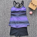 Pikkukuva 1 / 6: Naisten Plus Size Uimapuku 2kpl Uima-asut Uimapuku + Shortsit Violetti liukuväri Purple gradient 5XL