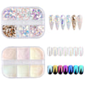 Miniatyrbild 6 av 7: 2 burkar White Pearl Chrome Nagelpulver - Transparent Klar Is Shimmer Chrome Pigment Pulver för naglar, glaserade munkinspirerade naglar Spegeleffekt