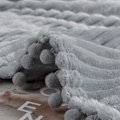 Miniatyrbilde 2 av 4: Fleecepledd 127 cm × 152 cm for Sofa, Seng, Supermyk og Koselig Plysj Mikrofiber Flanellpledd med 3D-Striper Lettvektig fø Light grey