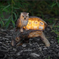 Miniatyrbilde 4 av 5: Solcelleugle Familielys Mor Barn Vinge Logg Statue Figur LED-lys for Utendørsdekorasjoner