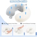 Miniatyrbilde 3 av 6: Reisepute Nakkepute Memory Foam Reiseputer Hodestøttepute for Fly T tog Bil Kontor Reise Essensielle Flypute for en Lang Tid Grå Grey One Size