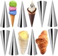 Miniatyrbillede 6 af 9: 16 stk. - Croissantforme - Flødecreme kegleforme - Isvaffelforme - Hornforme - Bageværktøj - Bageform i rustfrit stål
