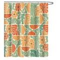 Boho Duschdraperi Vattentät Polyester Blomstertryck med 12 Krokar för Badrumsinredning 180 x 180 cm Orange Grön B