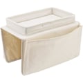 Miniatyrbilde 1 av 5: Soffbricka Bordsklemme på Sidebord, Sammenleggbart Soffarmsbord Avtakbar Armstødsbrikke for Spising og Drikking beige