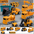 Miniatyrbillede 2 af 5: Magnetiske transformerende ingeniørkøretøjer samlet legetøj - WELLNGS 16 piece set