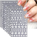Miniatyrbild 1 av 5: Blomster Nageldekaler för Kvinnor 3D Självhäftande Nageldekorationer Trendig Vit Blomma Körsbärsblom Gardenia Nagel 8 Ark