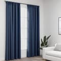 vidaXL Blackout Curtains with Hooks Linen Look 2 pcs Blue 140x245 cm Blå blue