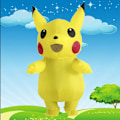 Miniatyrbilde 2 av 10: Oppblåsbare Pikachu-klær for voksne og barn - Dukkekjole, leker, morsomme tegneserie-cosplay-klær, dukke rekvisitter Detective Pikachu Special Materia Detective Pikachu Special Material Children 110-140cm