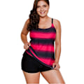 Pikkukuva 6 / 6: Naisten Plus Size Uimapuku 2kpl Uima-asut Uimapuku + Shortsit Violetti liukuväri Purple gradient 5XL