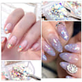 Miniatyrbild 7 av 7: 2 burkar White Pearl Chrome Nagelpulver - Transparent Klar Is Shimmer Chrome Pigment Pulver för naglar, glaserade munkinspirerade naglar Spegeleffekt