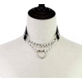 Miniatyrbillede 3 af 7: Choker Hjerte Halsbånd SVART PU-læder Goth Sele Black Svart